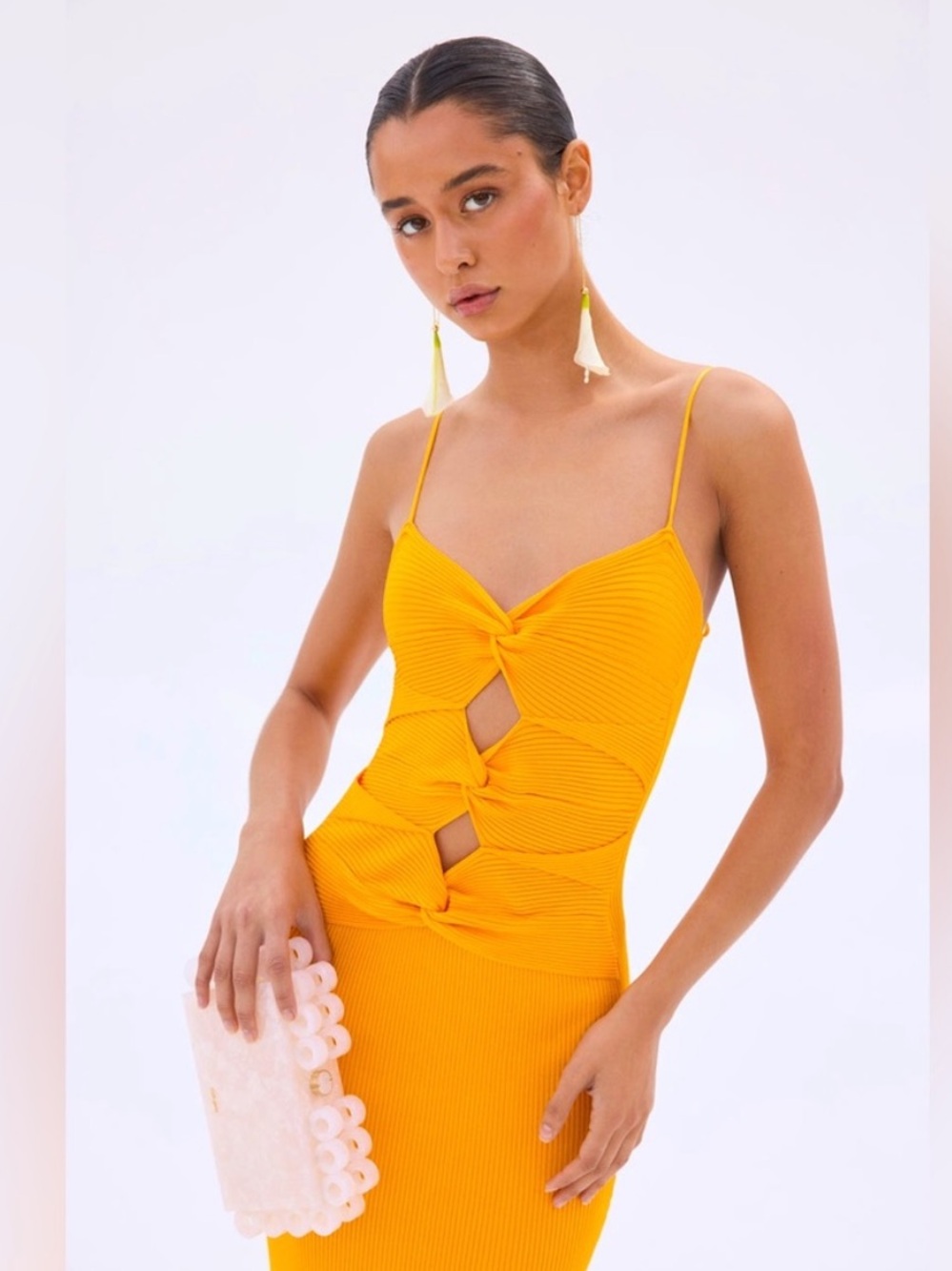 Cult Gaia Twist Front Maxi Dress in Gold/Orange Color (NWOT)